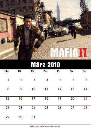 Mafia II - Эксклюзив: Mafia II Fan Календарь 2010 