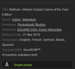 Batman: Arkham Asylum - GotY-издание Batman: Arkham Asylum с 66%-ой скидкой